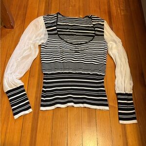Striped Black and White Women's Top